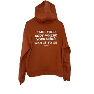 Marmot Men's Large Rusty Orange Pullover Hoodie Mountain Graphic Logo